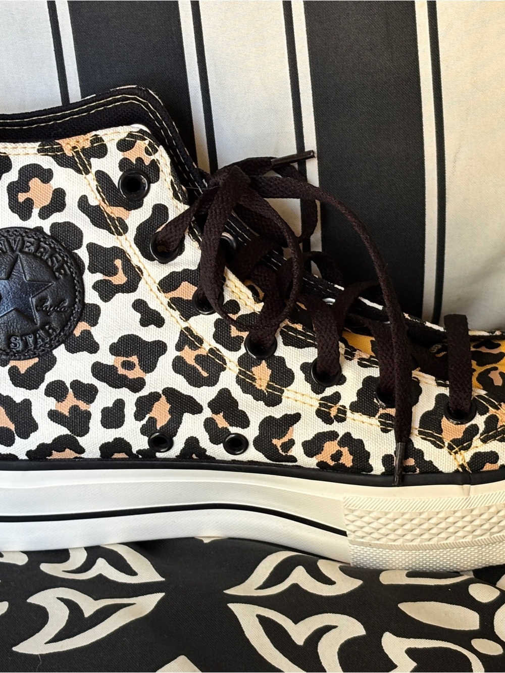 Converse Platform High-Top Sneakers in Yellow and Black Leopard Print - Picture 5 of 8